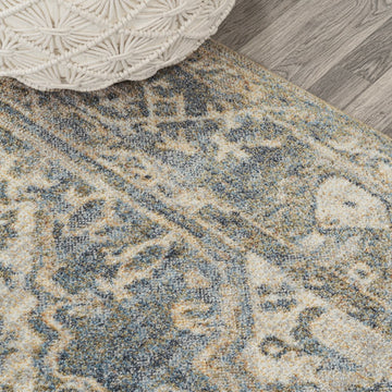 Pavel Distressed Medallion Low-Pile Machine-Washable Area Rug